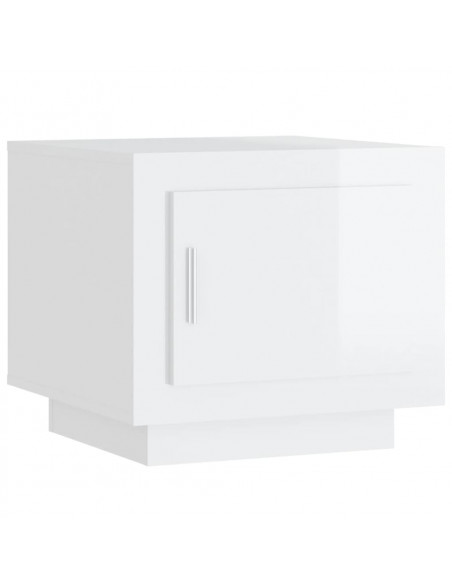Tavolino da Salotto Bianco Lucido 51x50x45 cm Legno Multistrato