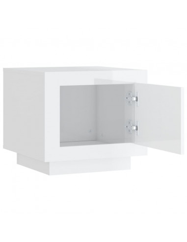 Tavolino da Salotto Bianco Lucido 51x50x45 cm Legno Multistrato