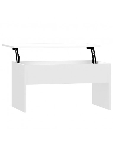 Tavolino Bianco Lucido 80x50,5x41,5 cm in Legno Multistrato