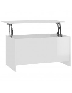 Tavolino Bianco Lucido 102x55,5x52,5 cm in Legno Multistrato 2