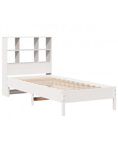 Letto Libreria senza Materasso Bianco 90x190 cm Massello Pino