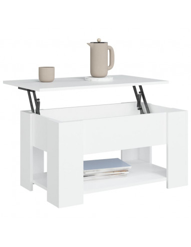 Tavolino da Salotto Bianco 79x49x41 cm in Legno Multistrato