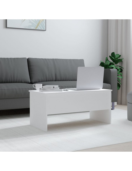 Tavolino da Salotto Bianco 102x50,5x46,5cm in Legno Multistrato