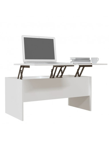 Tavolino da Salotto Bianco 102x50,5x46,5cm in Legno Multistrato