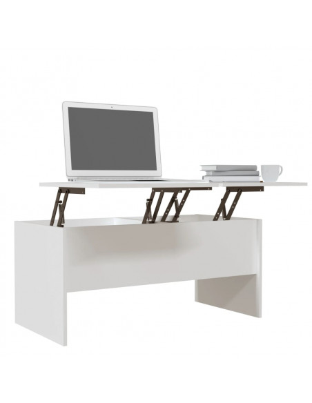 Tavolino da Salotto Bianco 102x50,5x46,5cm in Legno Multistrato
