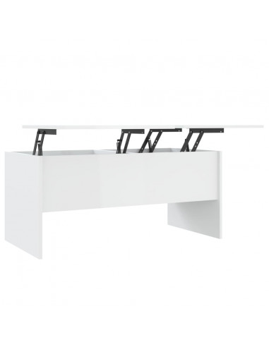 Tavolino Bianco Lucido 102x50,5x46,5 cm in Legno Multistrato