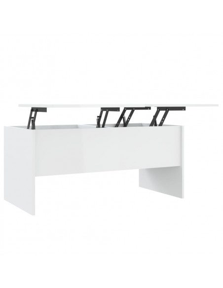 Tavolino Bianco Lucido 102x50,5x46,5 cm in Legno Multistrato
