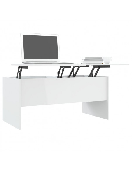 Tavolino Bianco Lucido 102x50,5x46,5 cm in Legno Multistrato