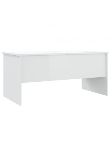 Tavolino Bianco Lucido 102x50,5x46,5 cm in Legno Multistrato