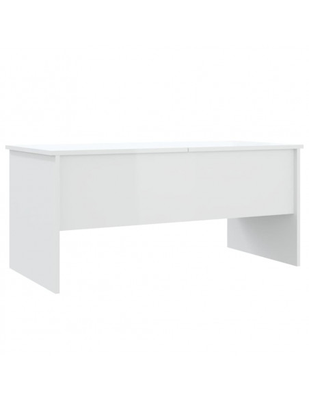 Tavolino Bianco Lucido 102x50,5x46,5 cm in Legno Multistrato