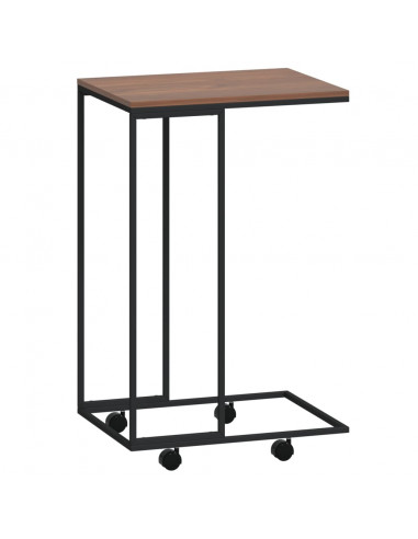 Tavolino con Ruote Nero 40x30x63,5cm in Legno Ingegnerizzato