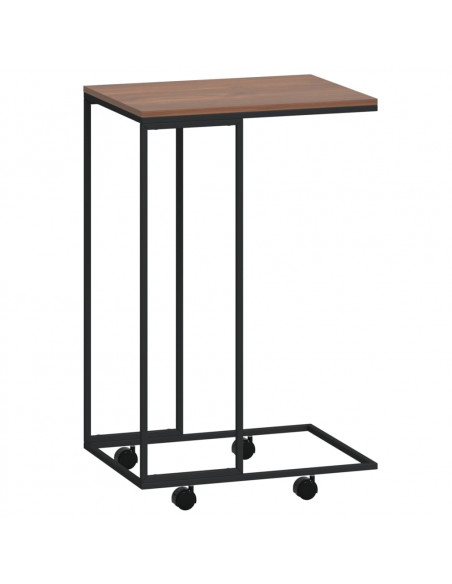 Tavolino con Ruote Nero 40x30x63,5cm in Legno Ingegnerizzato