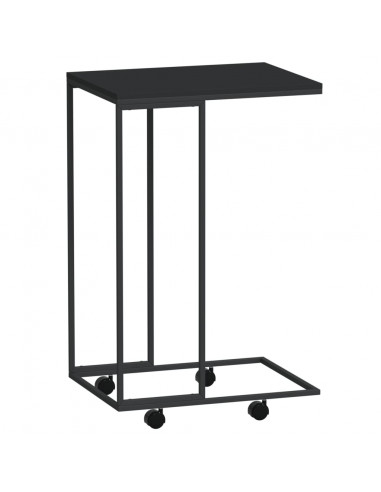 Tavolino con Ruote Nero 40x30x63,5cm in Legno Ingegnerizzato