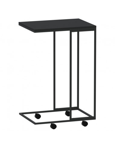 Tavolino con Ruote Nero 40x30x63,5cm in Legno Ingegnerizzato