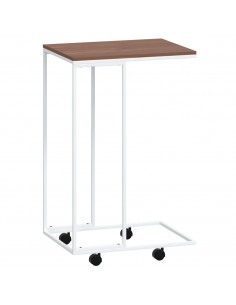 Tavolino con Ruote Bianco 40x30x63,5cm in Legno Multistrato 2