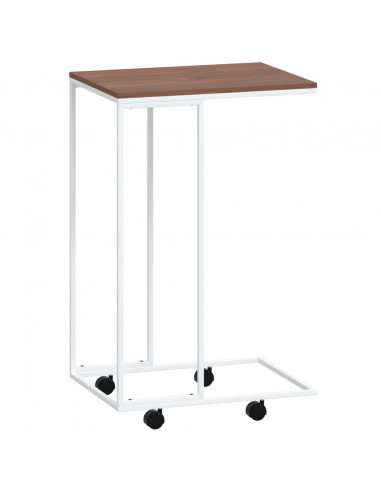 Tavolino con Ruote Bianco 40x30x63,5cm in Legno Multistrato