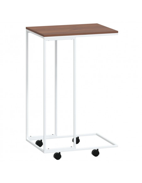 Tavolino con Ruote Bianco 40x30x63,5cm in Legno Multistrato