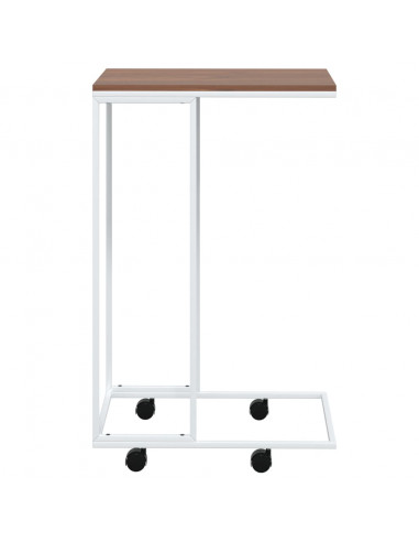 Tavolino con Ruote Bianco 40x30x63,5cm in Legno Multistrato