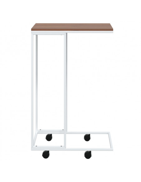 Tavolino con Ruote Bianco 40x30x63,5cm in Legno Multistrato