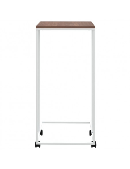 Tavolino con Ruote Bianco 40x30x63,5cm in Legno Multistrato
