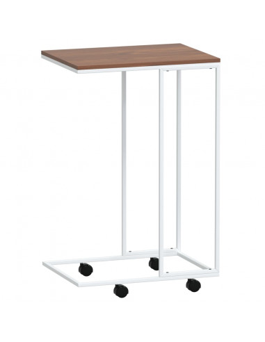Tavolino con Ruote Bianco 40x30x63,5cm in Legno Multistrato