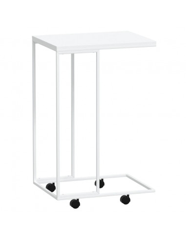 Tavolino con Ruote Bianco 40x30x63,5cm in Legno Multistrato