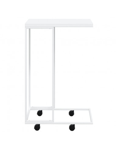 Tavolino con Ruote Bianco 40x30x63,5cm in Legno Multistrato