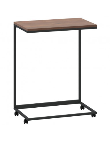 Tavolino con Ruote Nero 55x35x70 cm in Legno Multistrato