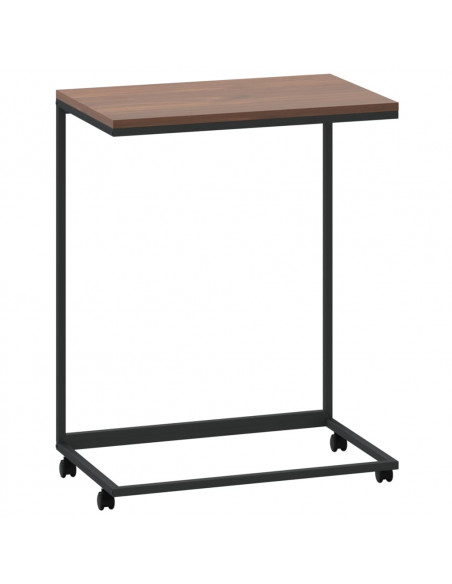 Tavolino con Ruote Nero 55x35x70 cm in Legno Multistrato