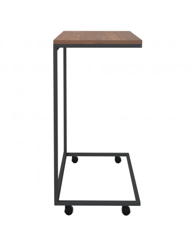 Tavolino con Ruote Nero 55x35x70 cm in Legno Multistrato