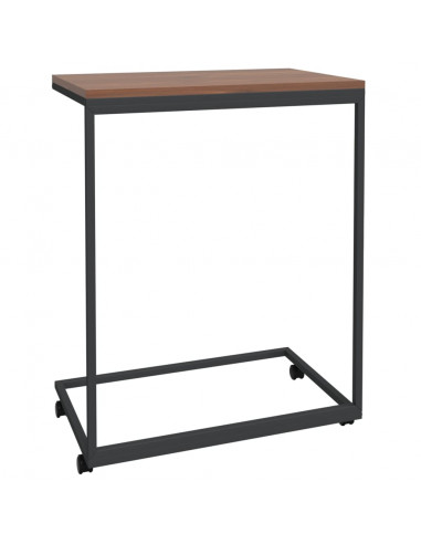 Tavolino con Ruote Nero 55x35x70 cm in Legno Multistrato