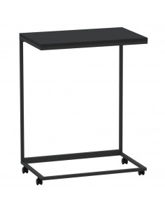 Tavolino con Ruote Nero 55x35x70 cm in Legno Multistrato 2
