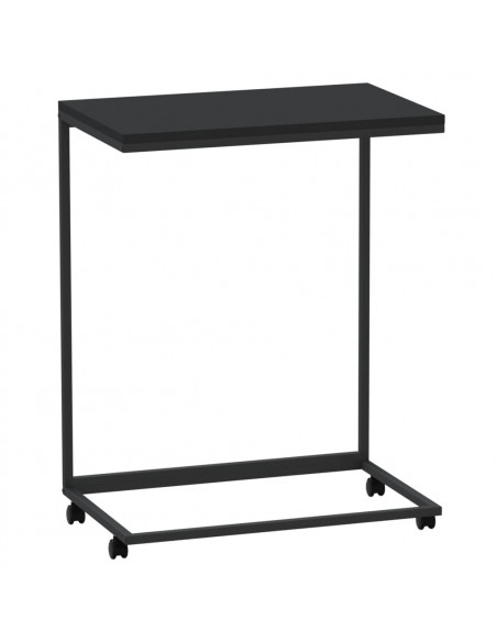 Tavolino con Ruote Nero 55x35x70 cm in Legno Multistrato