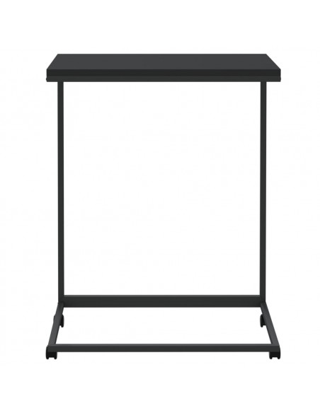 Tavolino con Ruote Nero 55x35x70 cm in Legno Multistrato