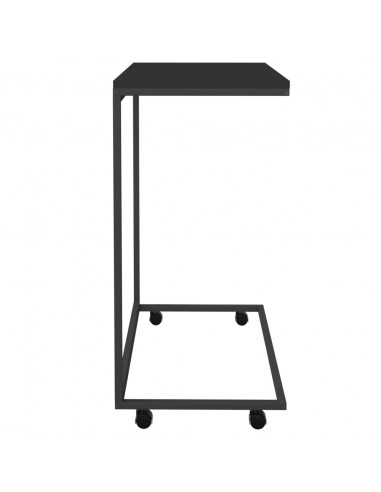 Tavolino con Ruote Nero 55x35x70 cm in Legno Multistrato
