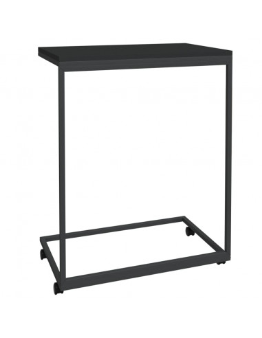 Tavolino con Ruote Nero 55x35x70 cm in Legno Multistrato
