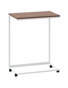 Tavolino con Ruote Bianco 55x35x70 cm in Legno Multistrato 2