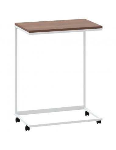 Tavolino con Ruote Bianco 55x35x70 cm in Legno Multistrato