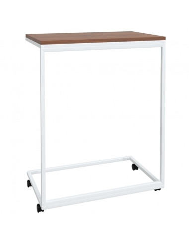 Tavolino con Ruote Bianco 55x35x70 cm in Legno Multistrato