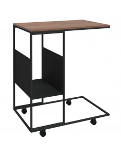 Tavolino con Ruote Nero 55x36x63,5 cm in Legno Multistrato 2
