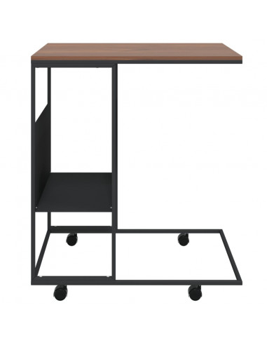 Tavolino con Ruote Nero 55x36x63,5 cm in Legno Multistrato