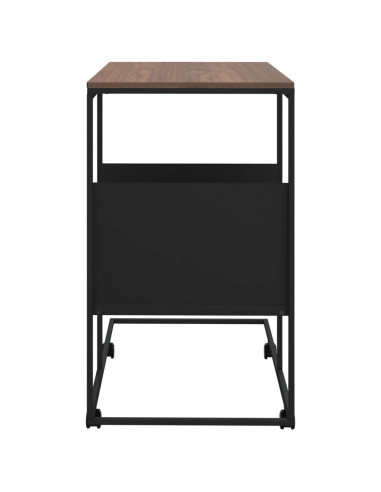 Tavolino con Ruote Nero 55x36x63,5 cm in Legno Multistrato