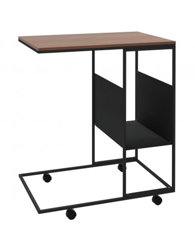 Tavolino con Ruote Nero 55x36x63,5 cm in Legno Multistrato