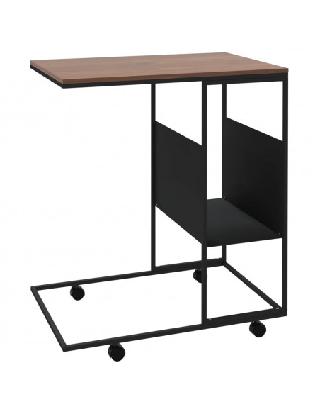 Tavolino con Ruote Nero 55x36x63,5 cm in Legno Multistrato