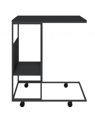 Tavolino con Ruote Nero 55x36x63,5 cm in Legno Multistrato
