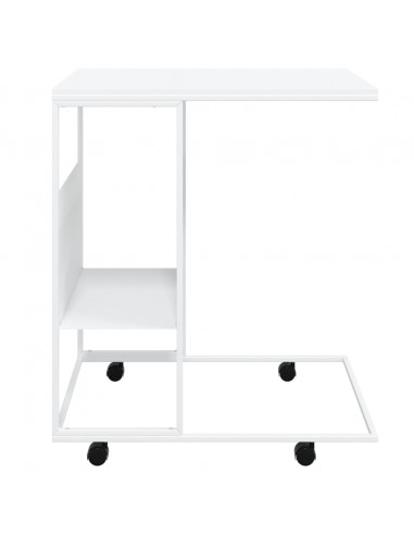 Tavolino con Ruote Bianco 55x36x63,5 cm in Legno Multistrato