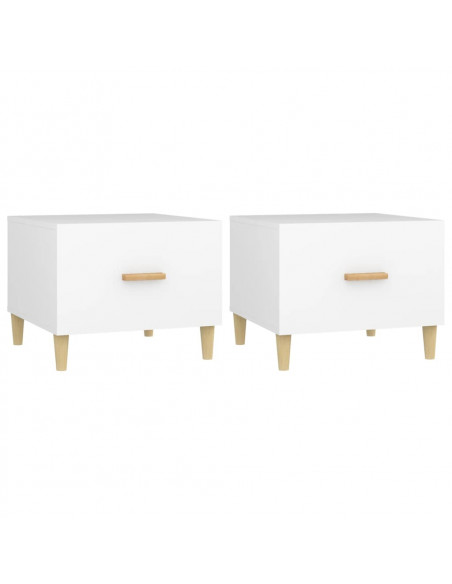 Tavolini da Salotto 2 pz Bianchi 50x50x40 cm Legno Multistrato
