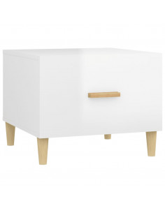 Tavolino da Salotto Bianco Lucido 50x50x40 cm Legno Multistrato 2