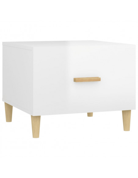Tavolino da Salotto Bianco Lucido 50x50x40 cm Legno Multistrato