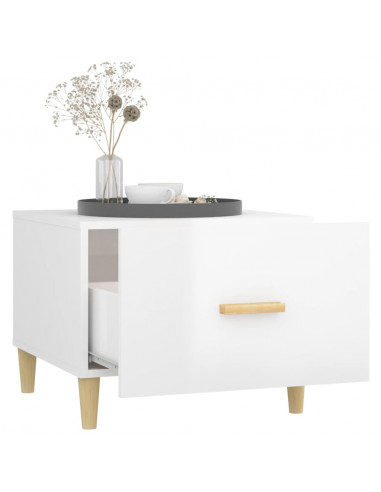 Tavolino da Salotto Bianco Lucido 50x50x40 cm Legno Multistrato